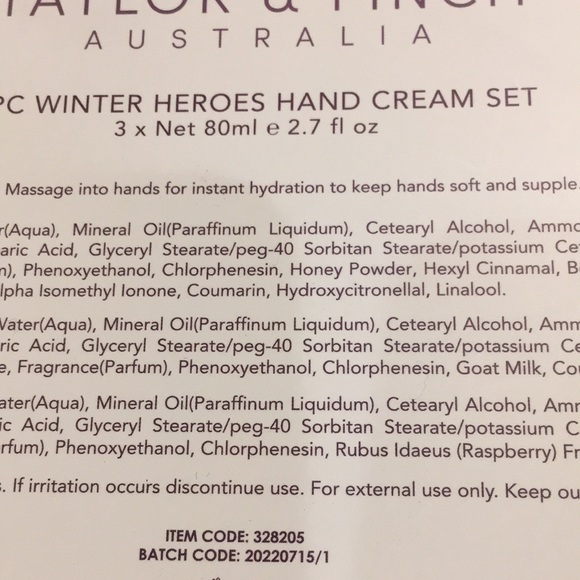 Taylor & Finch Australia Holiday 3 Piece Winter Heros Scented Hand Cream Set NWT - Picture 15 of 16